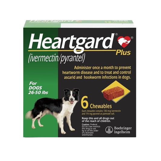 Heartgard Plus Chew for Dogs, 26-50 lbs- 6 pack
