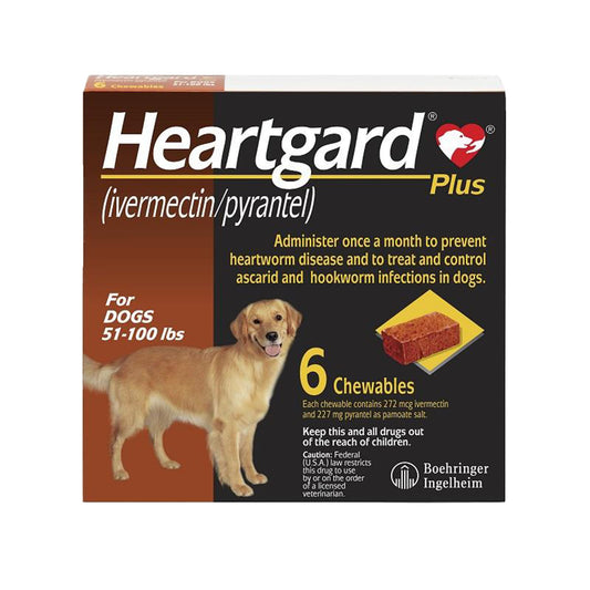 Heartgard Plus Chew for Dogs, 51-100 lbs- 6 pack