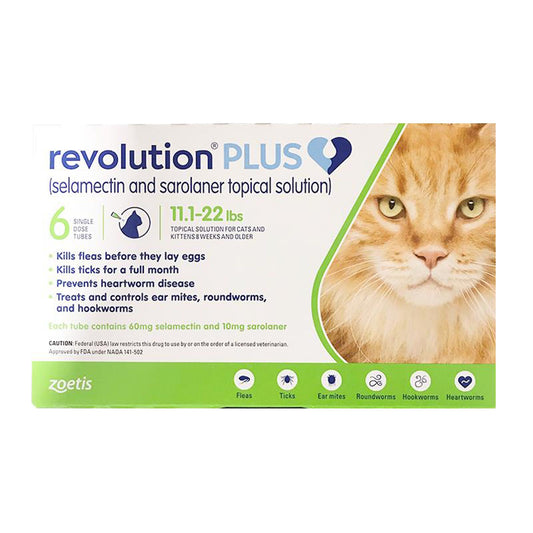 Revolution Plus for Cats 11.1-22 lbs Green - 6 Month Supply