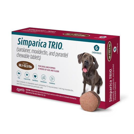 Simparica Trio Chewable Tablet for Dogs, 88.1-132.0- 6 pack